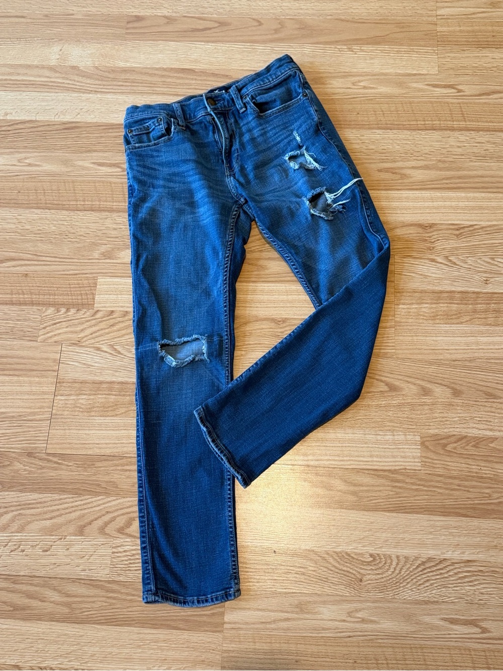 Hollister Distressed Skinny Fit Jeans - Blue